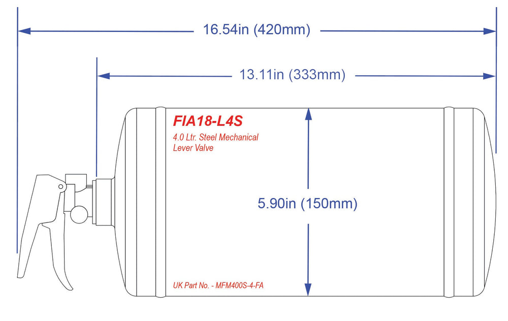 FIA18-L4S - BOTTLE ONLY - 4.0 Ltr. AFFF-AR, Steel Mechanical