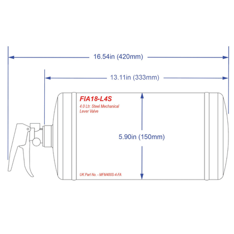 SPA Technique 4.0L AFFF Firesense Steel Mechanical / Electrical Fire Suppression System - Bottle Only